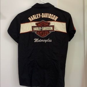 Harley Davidson short sleeve zippered shirt